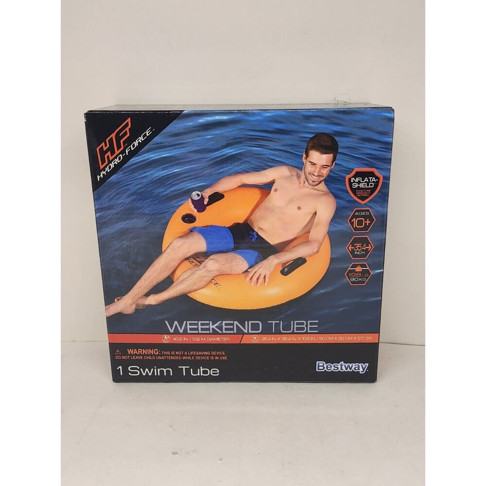 Inflatable Hydro Force Swim Weekend Tube Ring Float Cup Holder 2 Handles NEW